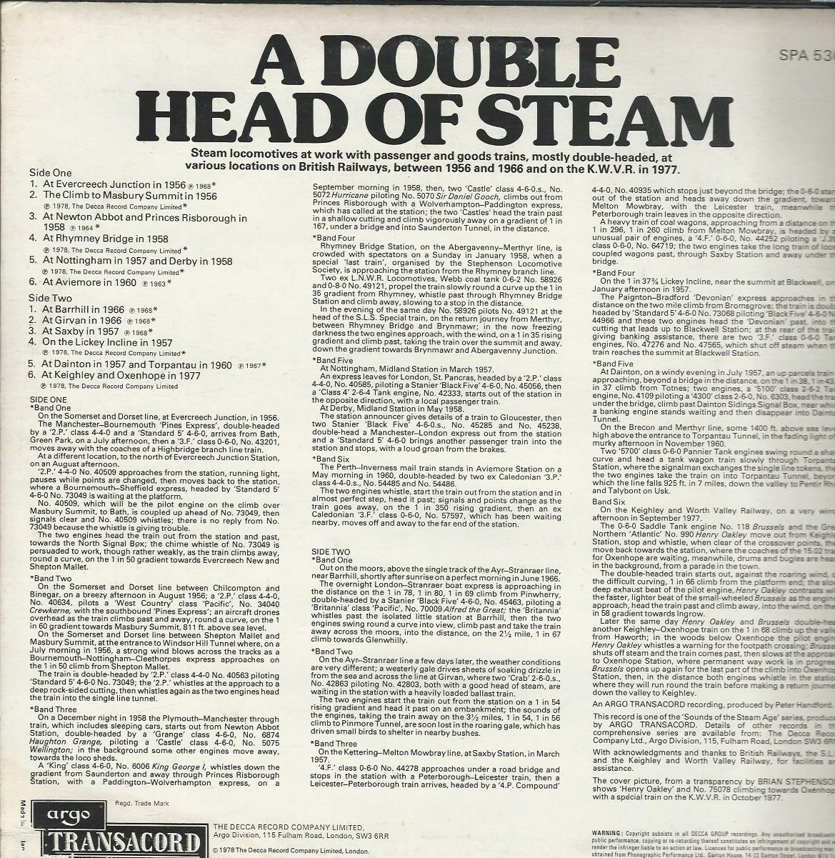 A DOUBLE HEAD OF STEAM 33T Argo Transacord SPA 530 Steam locomotives at work – Image 2