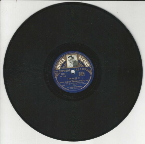 FERNANDEL 78T25 Decca Record Photo 8203 Mon Coeur Saigne.. / Irma La Voyante