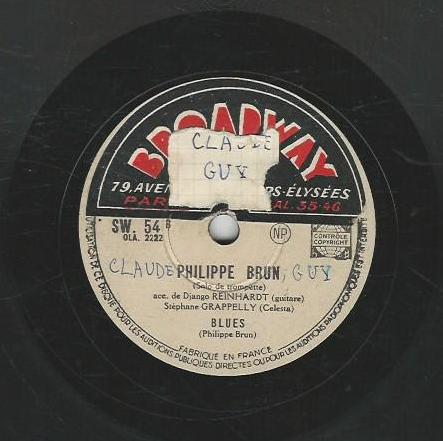 Philippe BRUN and his swing band avec Django REINHARDT 78T25 Swing SW 54 Bouncin'around / Blues – Image 2
