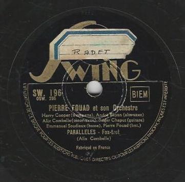 Pierre FOUAD et son orchestre 78T25 Swing SW 196 Parallèles / Bizarre – Image 2