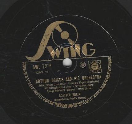 Arthur BRIGGS and his orchestra avec Django REINHARDT 78T25 Swing SW 72 Scatter brain-My melancholy baby – Image 2