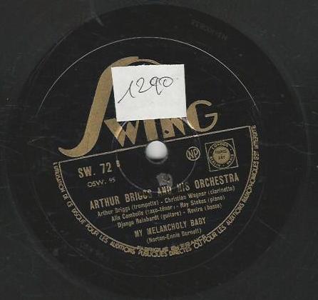 Arthur BRIGGS and his orchestra avec Django REINHARDT 78T25 Swing SW 72 Scatter brain-My melancholy baby – Image 3