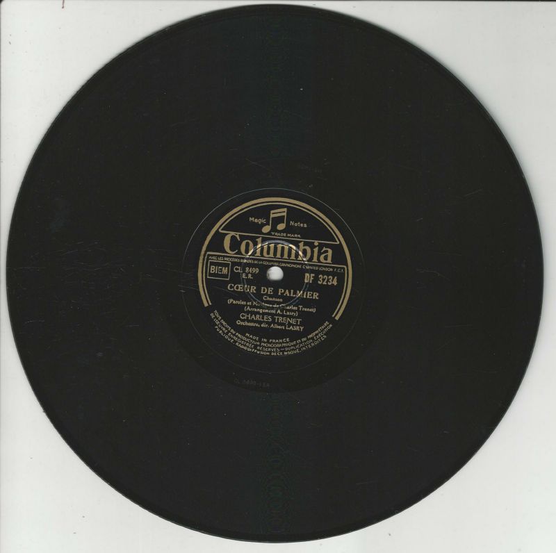 Charles TRENET 78T25 Columbia DF 3234 Coeur De Palmier / Grand Maman C'est New York