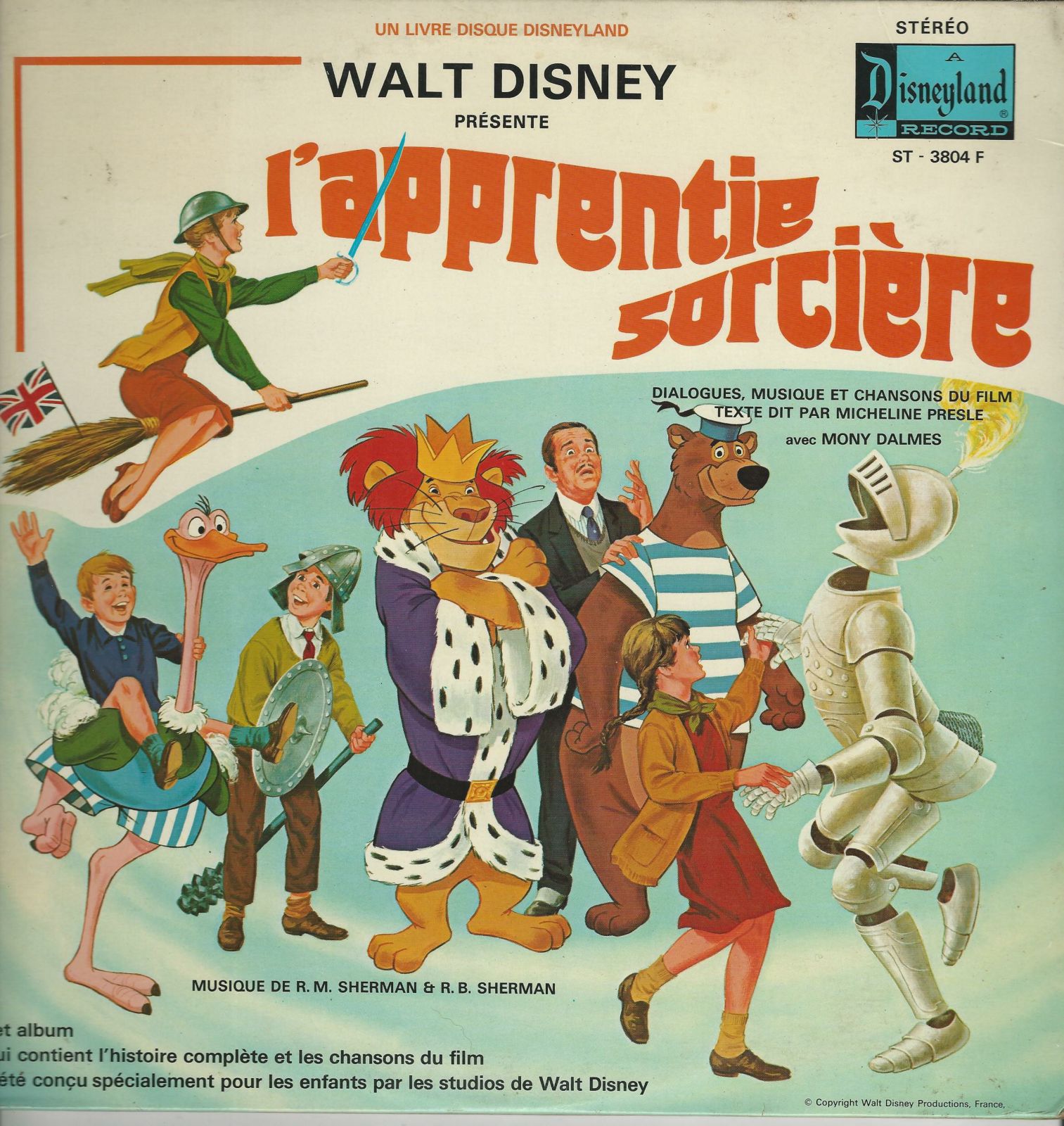 Micheline PRESLE Livredisque 33T Disneyland ST 3804F L'Apprentis Sorcière Histoire et Chansons du Film