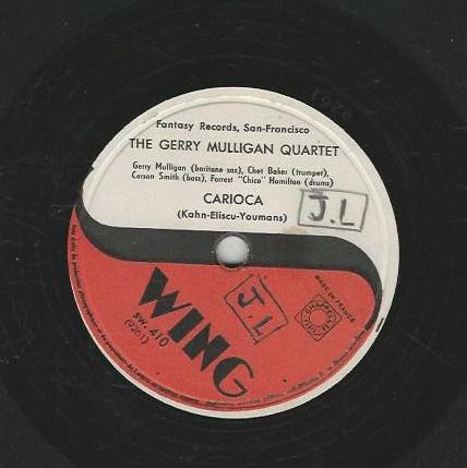 THE GERRY MULLIGAN QUARTET 78T25 Swing SW 410 Line for Lyons / Carioca – Image 2