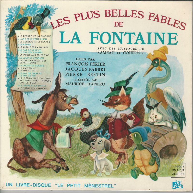 François PERIER-Jacques FABBRI Livredisque 33T25 Petit Ménestrel ALB 329 Les Plus Belles Fables De LA FONTAINE