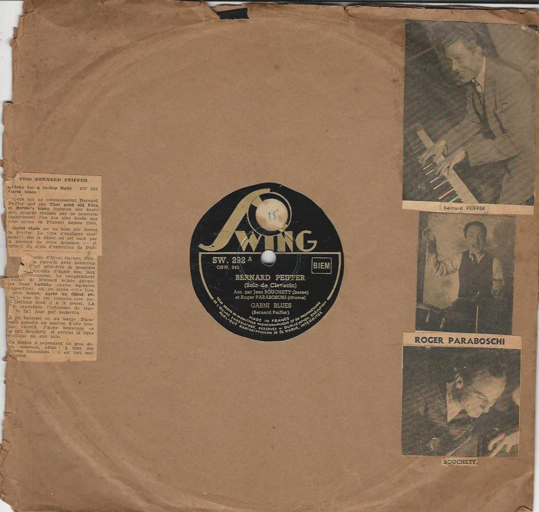 Bernard PEIFER 78T25 Swing SW 292 Garni blues / Lullaby for a be-bop baby