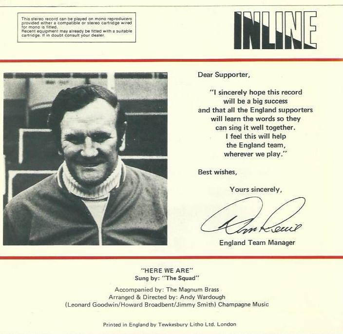 Tha SQUAD 45tours Inline ENS 1 Stéréo Here we are Official England football song / instrumental – Image 2