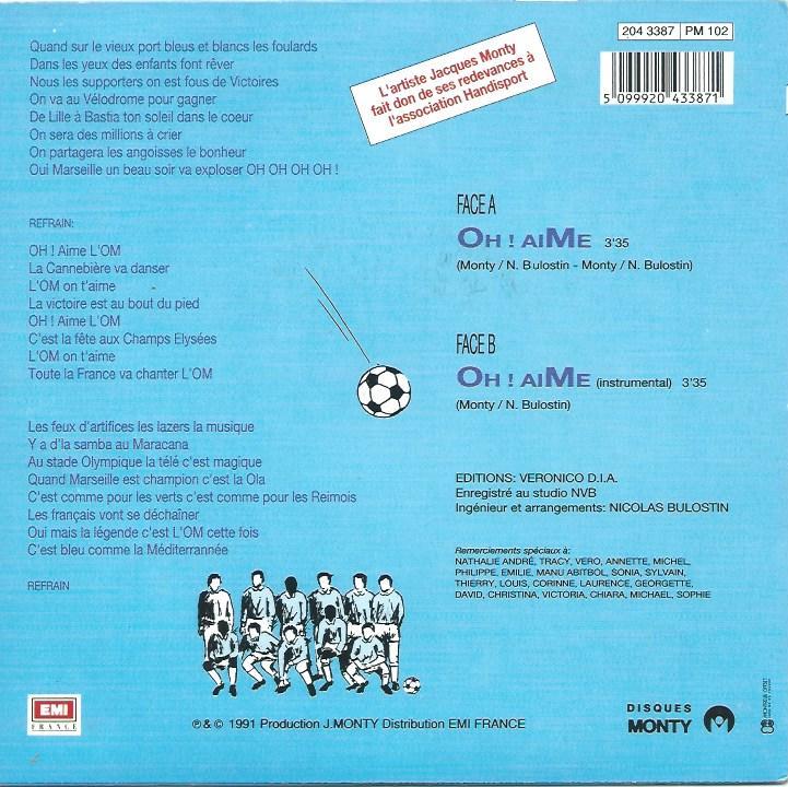 MONTY et les supporters 45SP Monty 204 3387 OH! AIME/instrumental – Image 2