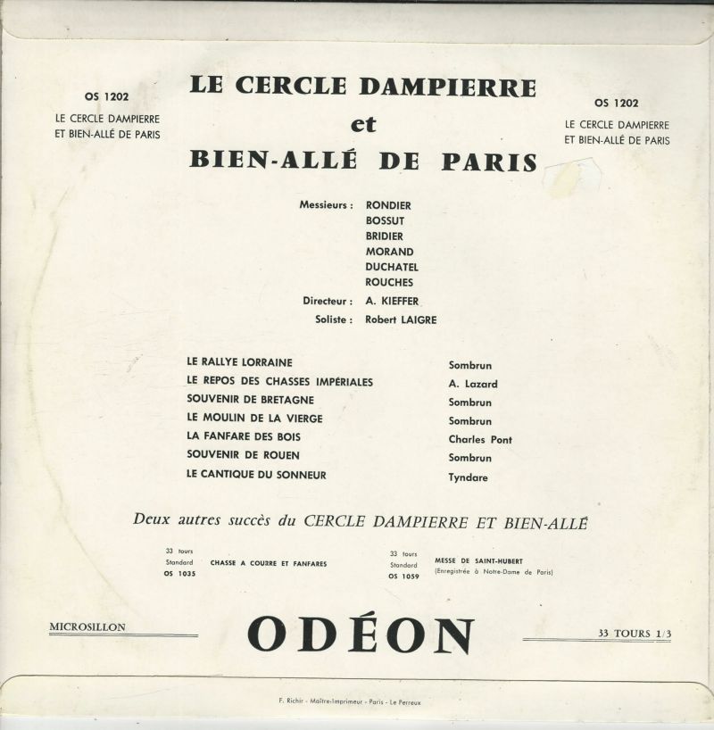 LE CERCLE DAMPIERRE ET BIEN-ALLE DE PARIS 33T25 Odéon OS 1202 Le Rallye Lorraine + 6 – Image 2