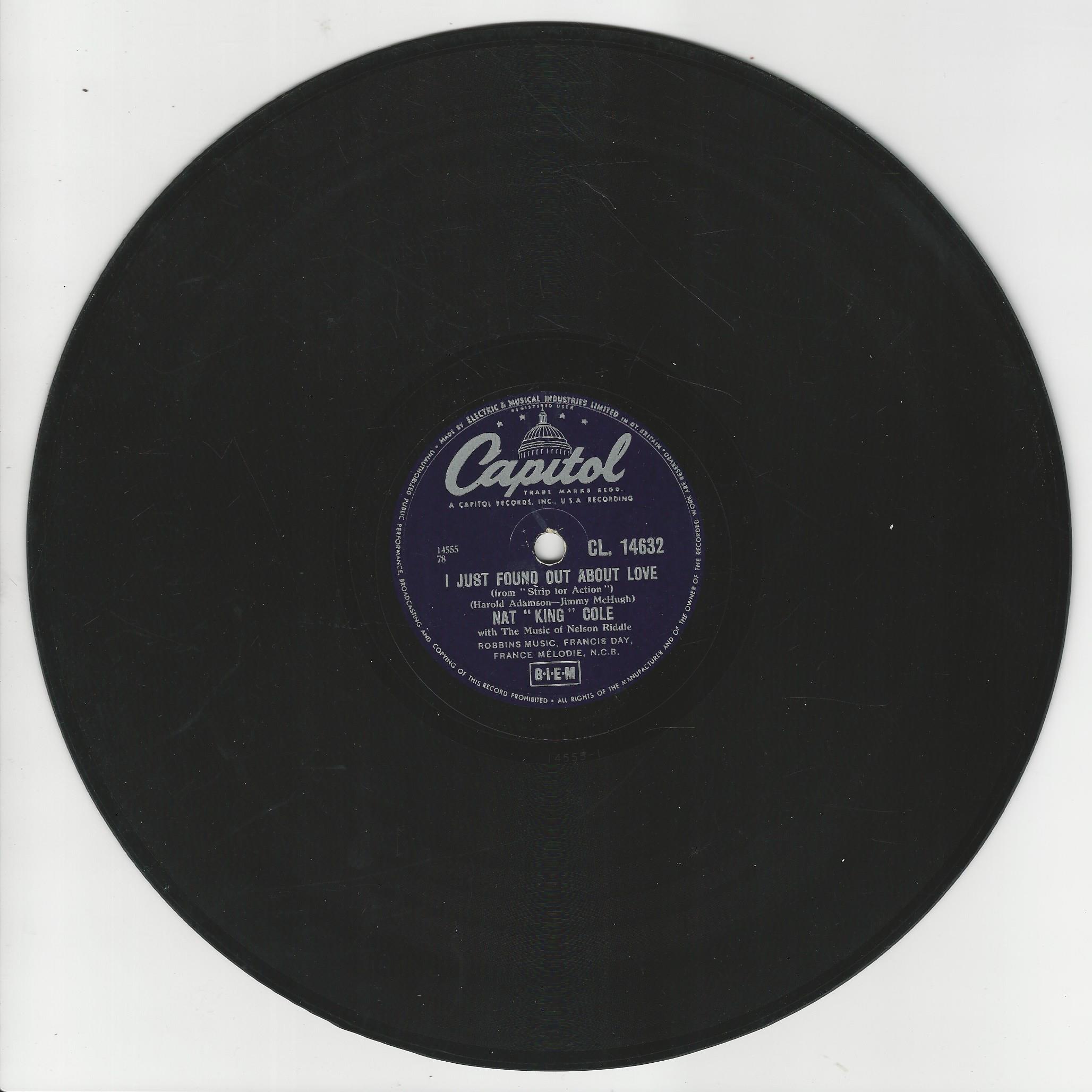 NAT "KING" COLE 78T25 Capitol CL 14632 My Dream Sonata / I Just Found Out About Love – Image 2