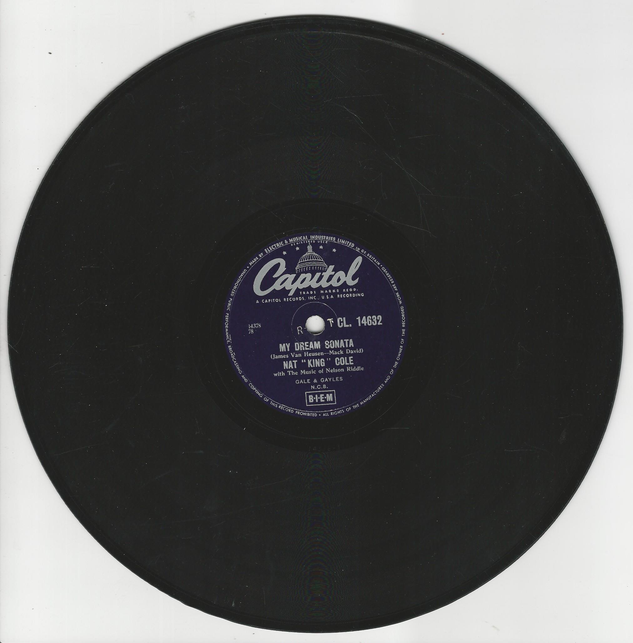 NAT "KING" COLE 78T25 Capitol CL 14632 My Dream Sonata / I Just Found Out About Love