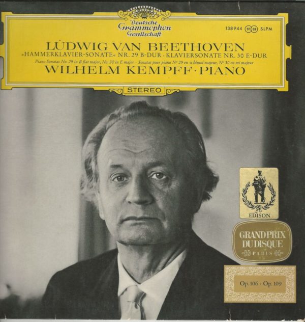 Wilhelm KEMPFF 33T DGG Tulip Stéréo 138944 Beethoven Sonates Pour Piano : N° 29 SI Bémol Majeur Op 106 - N° 30 MI Majeur Op 109