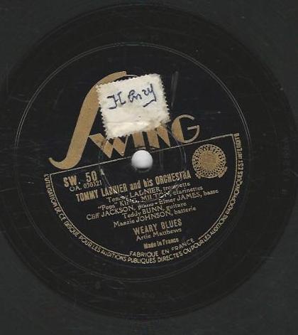 Tommy LADNIER and his orchestra 78T25 Swing SW 50 Weary blues / Jada – Image 2