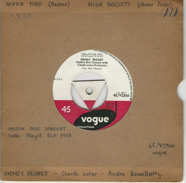 Sidney BECHET 45SP Vogue 45/V2366 Viper Mad/High Society