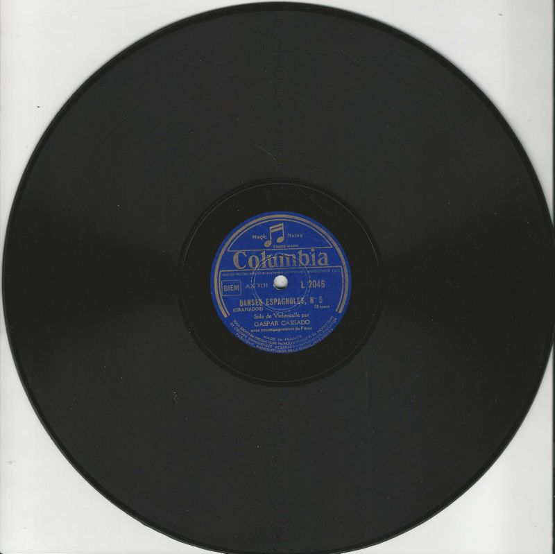 Gaspar CASSADO solo de violoncelle 78T30 Columbia L 2046 Haendel: Largo / Granados: Danses Espagnoles N° 5 – Image 2