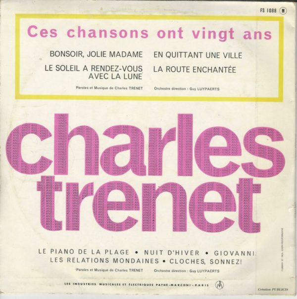 Charles TRENET 33T25 Columbia FS 1088 Chansons D'aujourd'hui: Ces Chansons Ont Vingt Ans état E/E – Image 2