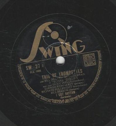 Dicky WELLS/Trio de Trompettes + Django REINHARDT 78T25 Swing SW 27 Japanese Sandman / I Got Rhythm – Image 3