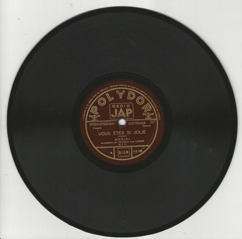 MARJAL 78T25 Polydor 512 198 Vous Etes Si Jolie / Envoi De Fleurs