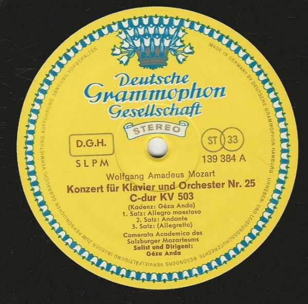 Geza ANDA 33T Deutsch Gramophone Stéréo Tulip SLPM 139384 Mozart: Concertos pour Piano et Orchestre N° 25 ut majeur-N°8 ut majeur – Image 2