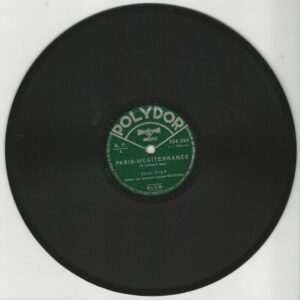 Edith PIAF 78T25 Polydor 524 355 Paris Méditerranée / Un Jeune Homme Chantait