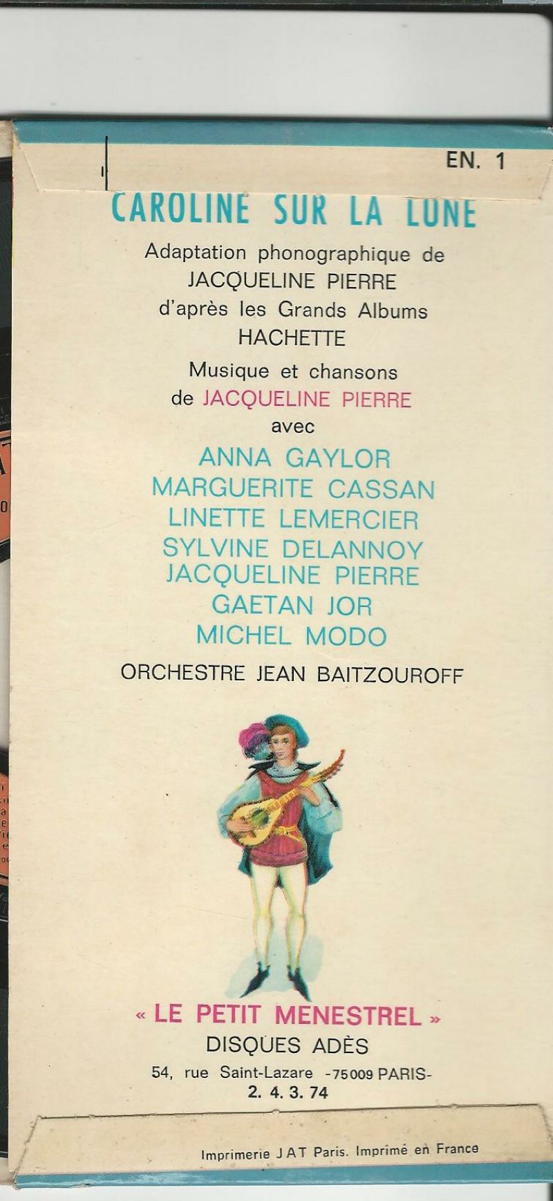 Jacqueline PIERRE Livredisque 33T17 Le Petit Ménestrel ALB 154 Caroline sur la Lune – Image 2