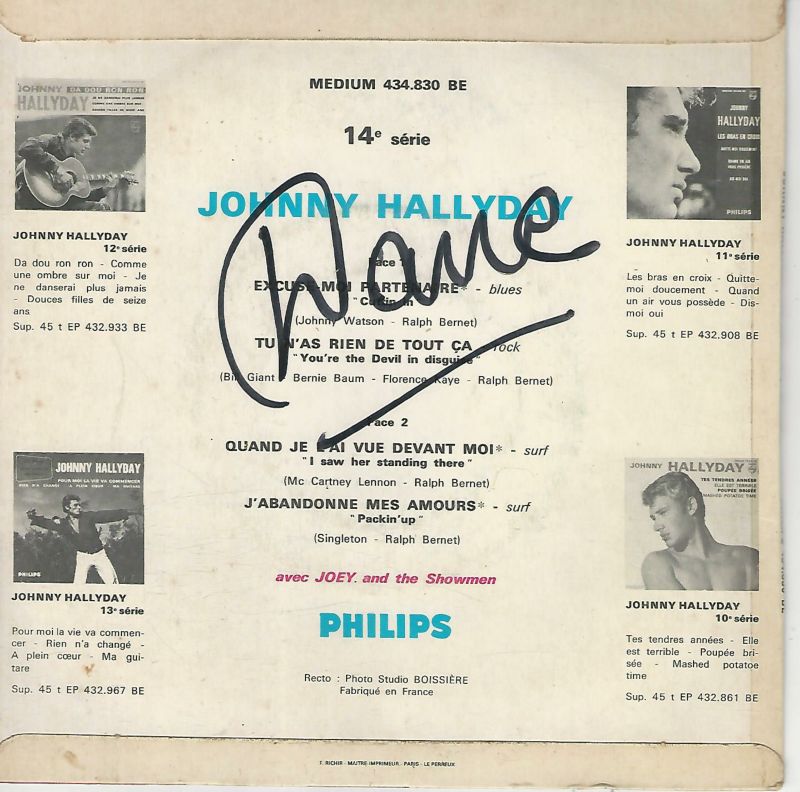 Johnny HALLYDAY 45EP Philips 434 830 BE 14° série: Excuse moi partenaire- Tu n'as rien de tout ça + 2 – Image 2