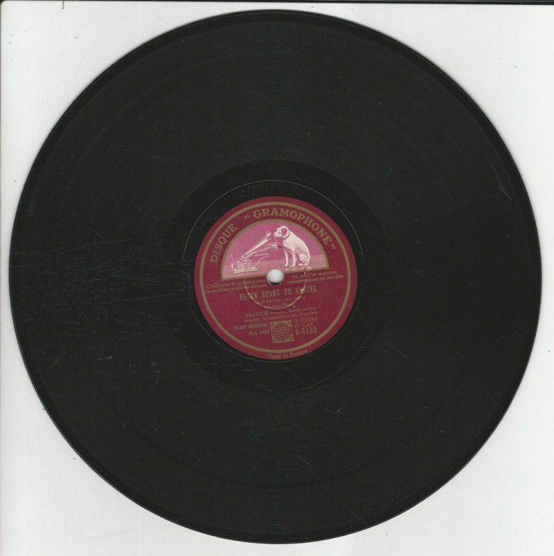 FRANCIS MOAL Gramophone K8109 78T25 Pegen Koant Eo Kastel/Sonit Kleier Va Bro