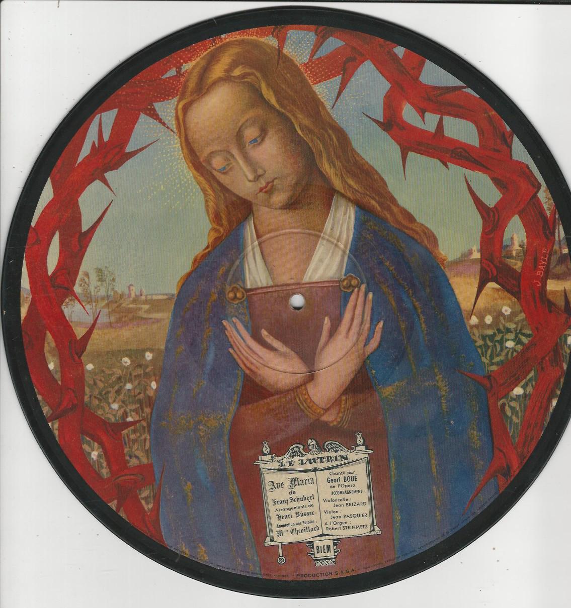Roger BOURDIN- Geori BOUE Picture disc 78T30 Le Lutrin : Panis Angelicus de César Franck / Ave Maria de Schubert – Image 2