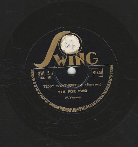 Teddy WEATHERFORD piano solo 78T25 SWING SW 5 Tea for two / Weather beaten blues â Image 2