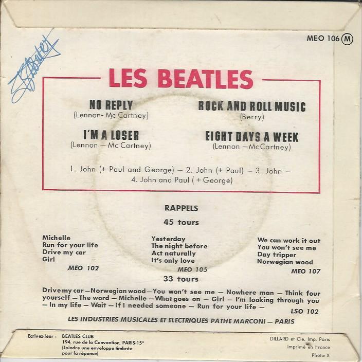 LES BEATLES 45EP Odéon MEO 106 Les Beatles 1965 – Image 2