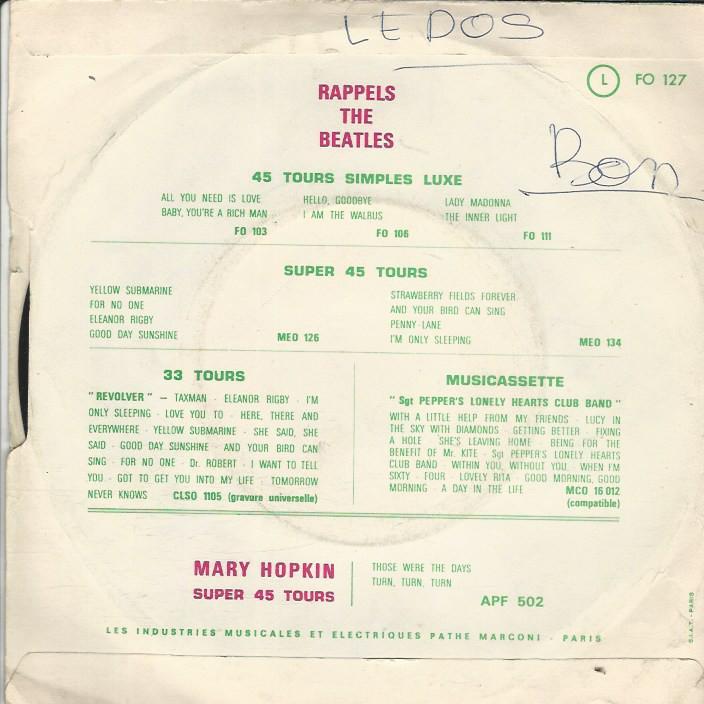 THE BEATLES 45SP OdĂ©on FO 127 Hey jude / Revolution â Image 2