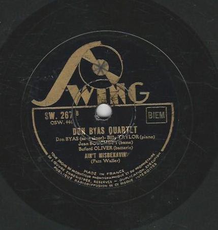DON BYAS quartet 78T25 Swing SW 267 Blue and sentimental / Ain't misbehavin' – Image 3
