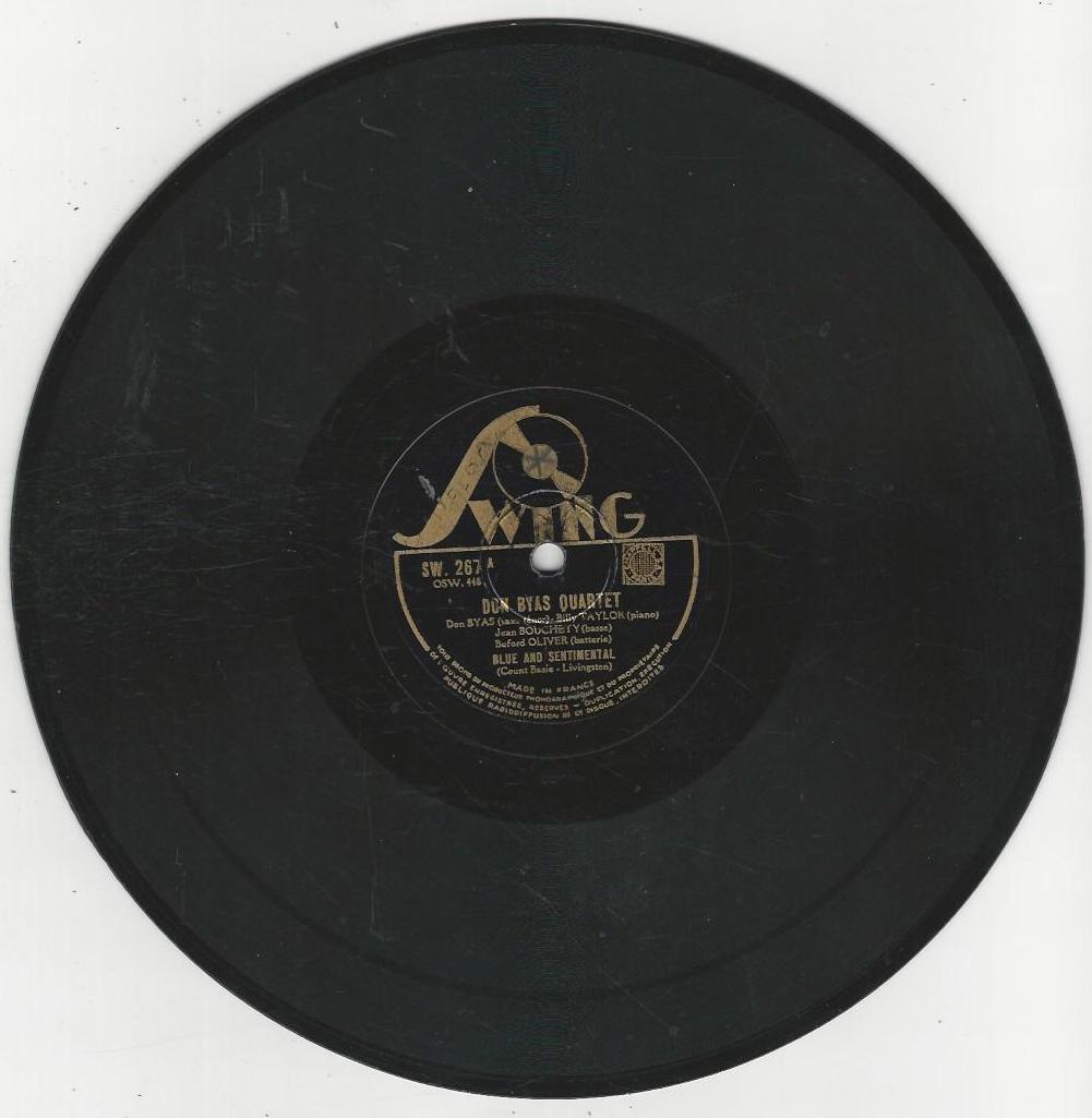 DON BYAS quartet 78T25 Swing SW 267 Blue and sentimental / Ain't misbehavin'